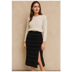 House of Harlow 1960 x Revolve Black Metallic Striped Sweater Midi Skirt Size M